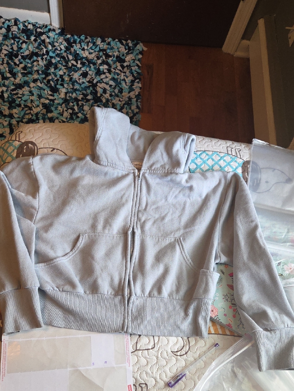Reflex Light Gray Womens Zip-Up Cropped Hoodie